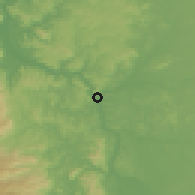 Shaded relief of the 54 km around Laja, drawn from the GMTED2010 grid