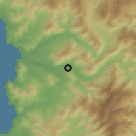 Shaded relief of the 56 km around La Ligua, drawn from the GMTED2010 grid