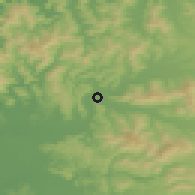 Shaded relief of the 53 km around Lanco, drawn from the GMTED2010 grid