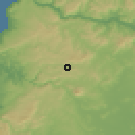 Shaded relief of the 55 km around La Orilla, drawn from the GMTED2010 grid