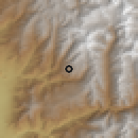 Shaded relief of the 55 km around La Parva, drawn from the GMTED2010 grid