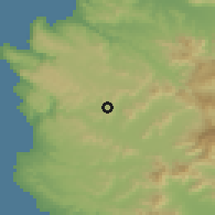 Shaded relief of the 55 km around La Playa, drawn from the GMTED2010 grid