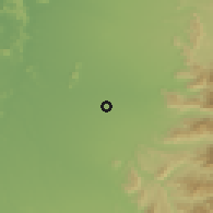 Shaded relief of the 55 km around La Posada, drawn from the GMTED2010 grid