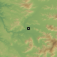Shaded relief of the 55 km around Las Acacias, drawn from the GMTED2010 grid