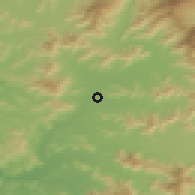 Shaded relief of the 55 km around Bollenar, drawn from the GMTED2010 grid