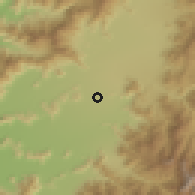 Shaded relief of the 55 km around Las Cabras, drawn from the GMTED2010 grid