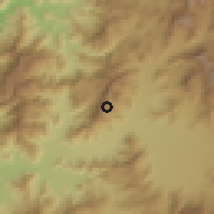 Shaded relief of the 56 km around Las Cabras, drawn from the GMTED2010 grid