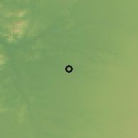 Shaded relief of the 54 km around Las Mariposas, drawn from the GMTED2010 grid