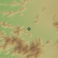 Shaded relief of the 55 km around Las Mercedes, drawn from the GMTED2010 grid