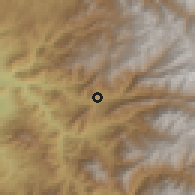 Shaded relief of the 56 km around Las Mollacas, drawn from the GMTED2010 grid