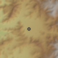 Shaded relief of the 56 km around Bucalemu, drawn from the GMTED2010 grid