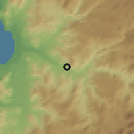 Shaded relief of the 56 km around Las Rojas, drawn from the GMTED2010 grid