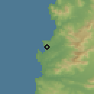 Shaded relief of the 56 km around Las Ventanas, drawn from the GMTED2010 grid