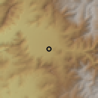 Shaded relief of the 56 km around Las Vizcachas, drawn from the GMTED2010 grid