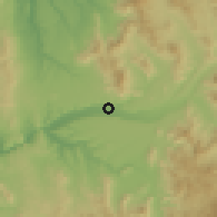 Shaded relief of the 56 km around La Torre, drawn from the GMTED2010 grid