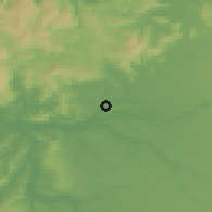 Shaded relief of the 53 km around La Unión, drawn from the GMTED2010 grid