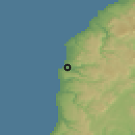 Shaded relief of the 55 km around Buchupureo, drawn from the GMTED2010 grid