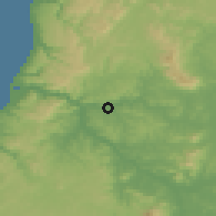 Shaded relief of the 54 km around La Viñita, drawn from the GMTED2010 grid