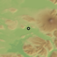 Shaded relief of the 53 km around Licán Ray, drawn from the GMTED2010 grid