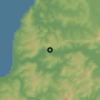 Shaded relief of the 55 km around Licantén, drawn from the GMTED2010 grid