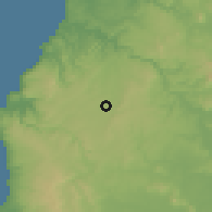 Shaded relief of the 55 km around Litueche, drawn from the GMTED2010 grid