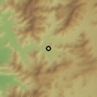 Shaded relief of the 56 km around Llaillay, drawn from the GMTED2010 grid