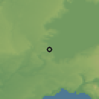 Shaded relief of the 53 km around Llanquihue, drawn from the GMTED2010 grid