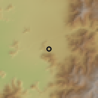 Shaded relief of the 55 km around Lo Arcaya, drawn from the GMTED2010 grid