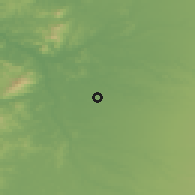 Shaded relief of the 54 km around Bulnes, drawn from the GMTED2010 grid