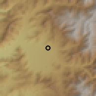 Shaded relief of the 56 km around Lo Calvo, drawn from the GMTED2010 grid