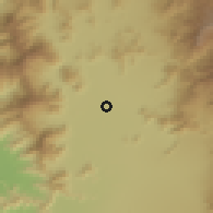 Shaded relief of the 55 km around Lo Castro, drawn from the GMTED2010 grid