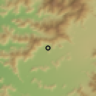 Shaded relief of the 55 km around Lo de Cuevas, drawn from the GMTED2010 grid