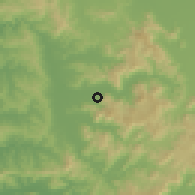 Shaded relief of the 55 km around Lolol, drawn from the GMTED2010 grid