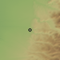 Shaded relief of the 54 km around Bustamante, drawn from the GMTED2010 grid