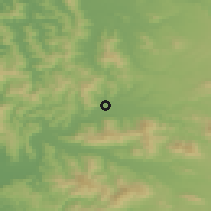 Shaded relief of the 54 km around Loncoche, drawn from the GMTED2010 grid