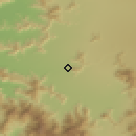 Shaded relief of the 55 km around Lonquén, drawn from the GMTED2010 grid