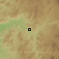 Shaded relief of the 57 km around Loreto, drawn from the GMTED2010 grid