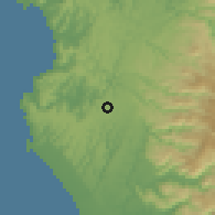 Shaded relief of the 54 km around Los Álamos, drawn from the GMTED2010 grid