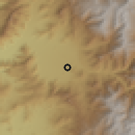 Shaded relief of the 56 km around Los Andes, drawn from the GMTED2010 grid