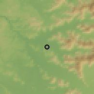 Shaded relief of the 55 km around Los Aromos, drawn from the GMTED2010 grid