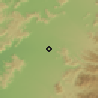 Shaded relief of the 55 km around Los Cristales, drawn from the GMTED2010 grid