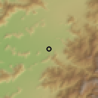 Shaded relief of the 55 km around Los Gomeros, drawn from the GMTED2010 grid