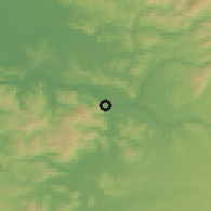 Shaded relief of the 53 km around Los Lagos, drawn from the GMTED2010 grid