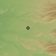 Shaded relief of the 54 km around Los Laureles, drawn from the GMTED2010 grid