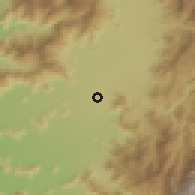 Shaded relief of the 55 km around Los Lirios, drawn from the GMTED2010 grid