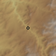 Shaded relief of the 57 km around Los Loros, drawn from the GMTED2010 grid