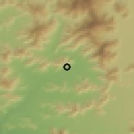 Shaded relief of the 55 km around Los Rulos, drawn from the GMTED2010 grid