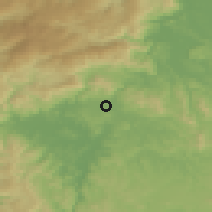 Shaded relief of the 54 km around Los Sauces, drawn from the GMTED2010 grid