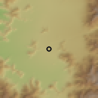 Shaded relief of the 55 km around Los Tilos, drawn from the GMTED2010 grid