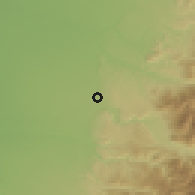 Shaded relief of the 54 km around Cachapoal, drawn from the GMTED2010 grid